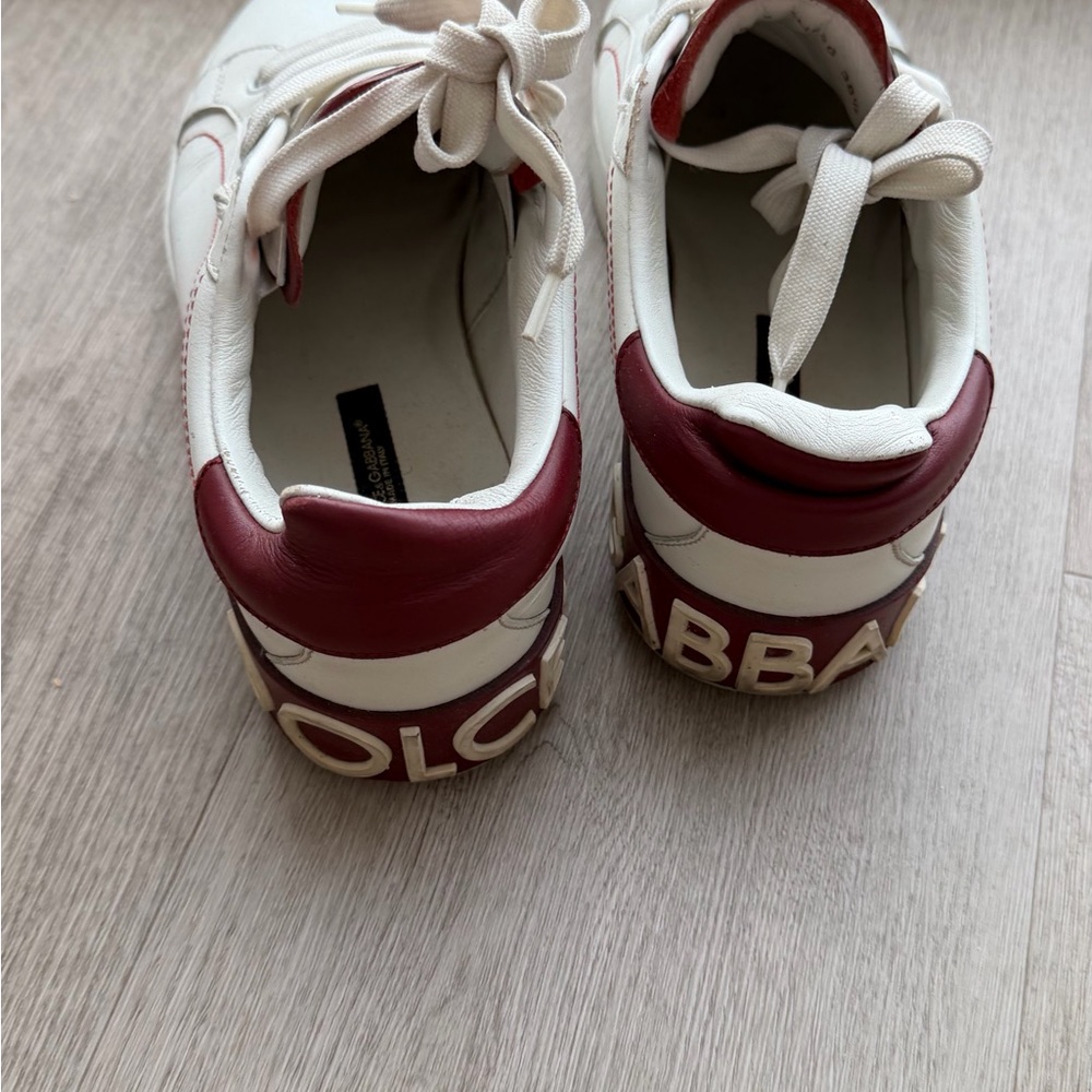 Dolce & Gabbana White and Burgundy Sneakers